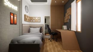 Hybrid Style: Muffled Acoustic Gray Room