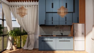Blue Grey Compact Kitchen Set