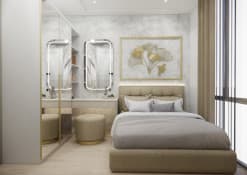 Ruang Tidur minimalist grey tone