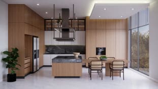 KCA002 - Modern Kitchen with Island & Dining Area