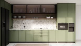 KCA003 - Modern Kitchen with Green Frame Door