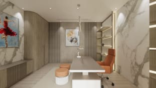 Modern Workspace Design with Terracotta Tones