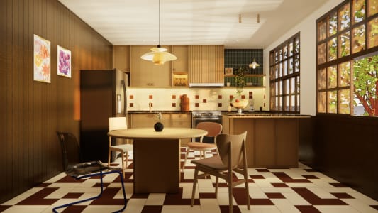 Mid-Century Japandi Kitchen